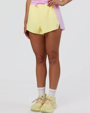 Clearance LSKD Accelerate 3" High-Rise Running Short Marshmallow Lemon