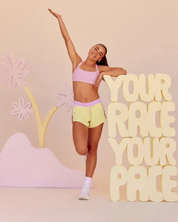 Discount LSKD Accelerate 3" Mid-Rise Running Short Marshmallow Lemon