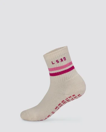 New LSKD Blooming Pilates Grip Socks Off White Ultra Fuchsia