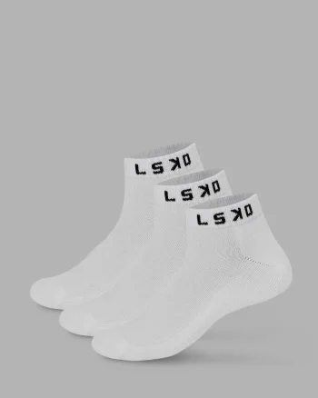 New LSKD Daily 3 Pack Ankle Socks White