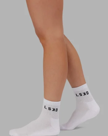 Clearance LSKD Daily Quarter Crew Sock White