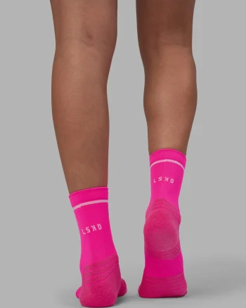 New LSKD Fast Performance Quarter Socks Neon Pink White