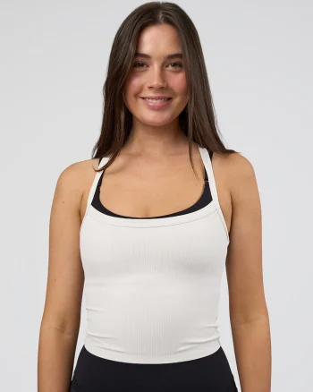 Clearance LSKD Flame Ribbed Tank White
