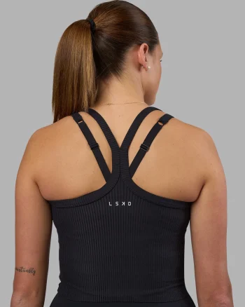 Hot LSKD Flame Ribbed Tank Black
