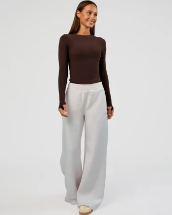 Discount LSKD Flow Rib Long Sleeve Tee Hot Chocolate