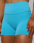Outlet LSKD Fusion High-Rise 4" Short Pockets Blue Atoll