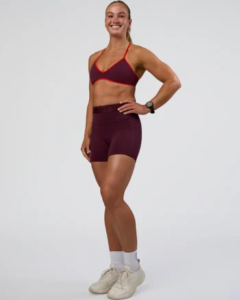 Fashion LSKD Fusion Jacquard High-Rise 4" Short Pockets Cherry Lacquer