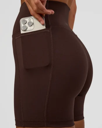 Discount LSKD Fusion V-Contour Ultra High-Rise 6" Short Pockets Hot Chocolate