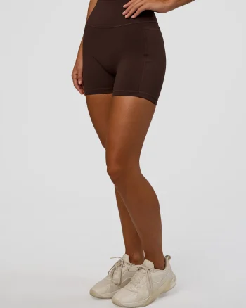 New LSKD Fusion V-Contour Ultra High-Rise 4” Short Pockets Hot Chocolate
