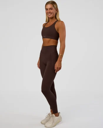 Sale LSKD Fusion V-Contour Ultra High-Rise Full Length Legging Pockets Hot Chocolate
