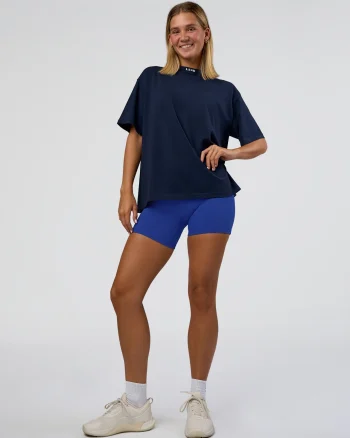 New LSKD Go-To FLXCotton Oversized Deviation Tee Future Navy White