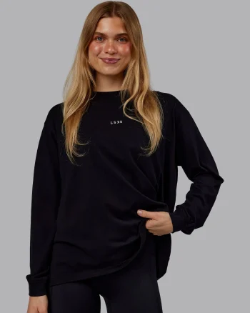 Clearance LSKD Go-To Long Sleeve FLXCotton Oversized Tee Black White
