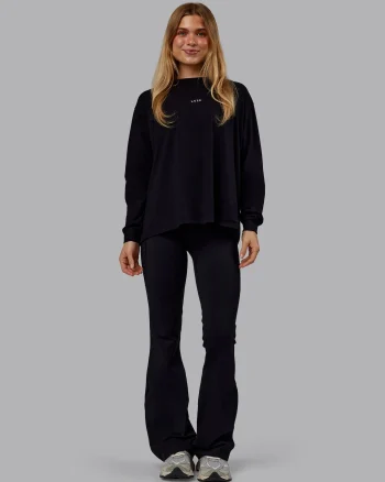 Clearance LSKD Go-To Long Sleeve FLXCotton Oversized Tee Black White