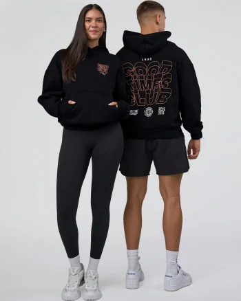 Fashion LSKD GTC CVC Fleece Unisex Oversized Hoodie Black Cantaloupe