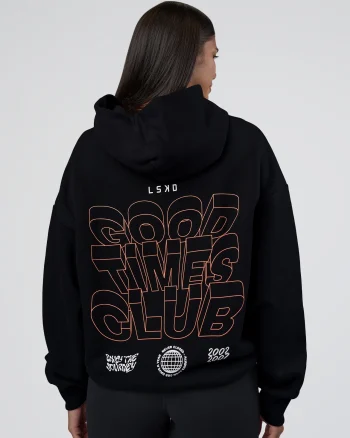 Fashion LSKD GTC CVC Fleece Unisex Oversized Hoodie Black Cantaloupe