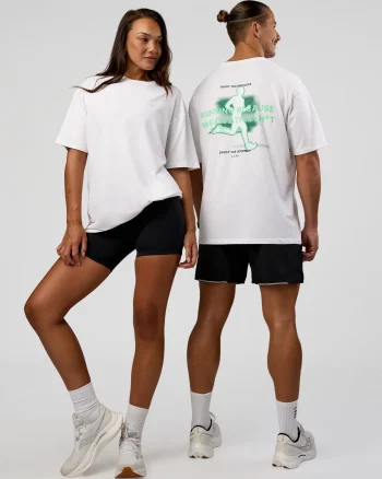 Outlet LSKD High Run FLXCotton Oversized Tee White Jelly Mint