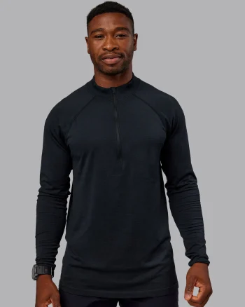 Sale LSKD Mens AeroFLX+ Seamless Half Zip Long Sleeve Tee Black Marl
