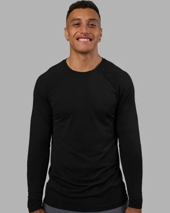 Clearance LSKD Mens AeroFLX+ Seamless Long Sleeve Tee Black Marl