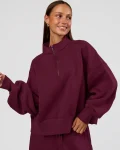 Discount LSKD MVP 1/2 Zip Oversized Sweater Cherry Lacquer