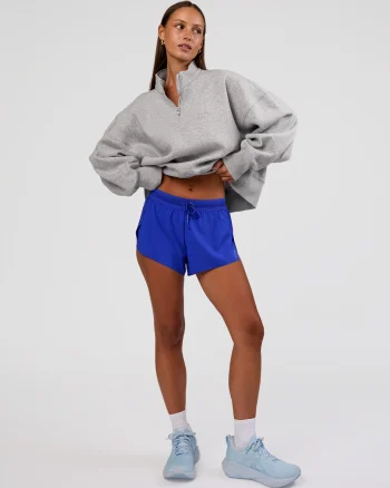 Sale LSKD MVP 1/2 Zip Oversized Sweater Light Grey Marl