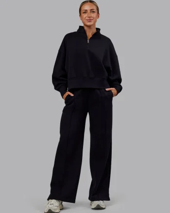 Discount LSKD MVP 1/2 Zip Oversized Sweater Black