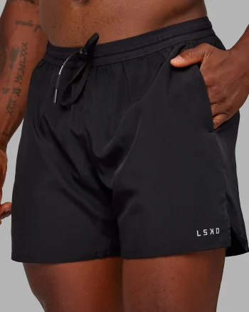 New LSKD Pace 5" Lined Performance Shorts Black Reflective