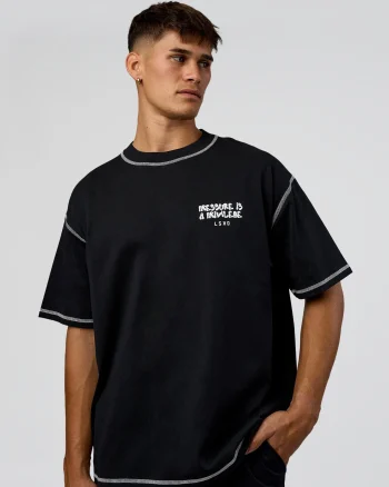 New LSKD Pressure Is Privilege Oversized Tee Black White