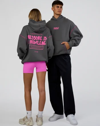 Hot LSKD Pressure Is Privilege Oversized Hoodie Dark Storm Ultra Fuchsia