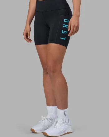 Outlet LSKD Rep Ultra High-Rise 6" Short Pockets Black Blue Atoll