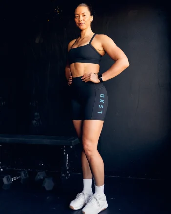 Outlet LSKD Rep Ultra High-Rise 6" Short Pockets Black Blue Atoll