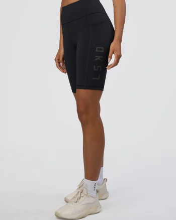 New LSKD Rep Ultra High-Rise 9" Long Bike Short Pockets Black Black