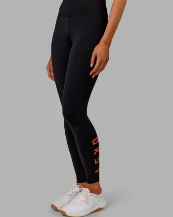 Clearance LSKD Rep Ultra High-Rise Full Length Legging Pockets Black Ultra Orange
