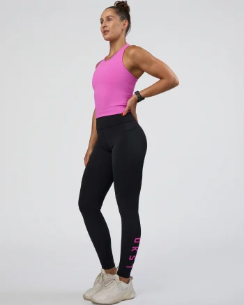 New LSKD Rep Ultra High-Rise Full Length Legging Pockets Black Ultra Fuchsia