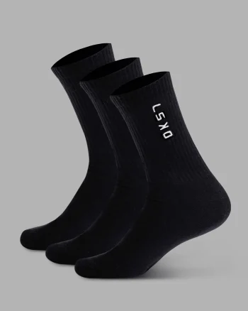 Best LSKD Signal 3 Pack Crew Sock Black White