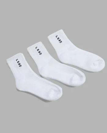 Sale LSKD Signal 3 Pack Quarter Sock White Black