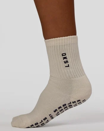 Clearance LSKD Signal Pilates Crew Grip Socks 2.0 Off White Future Navy