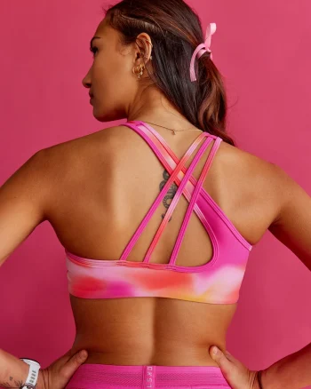 Outlet LSKD Stamina Rise Sports Bra Pink Glow Print