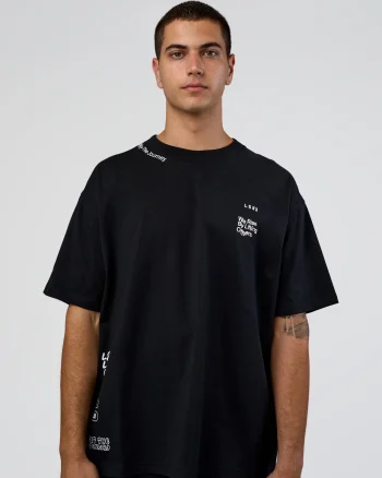 Outlet LSKD Sticker Heavyweight Oversized Tee Black White