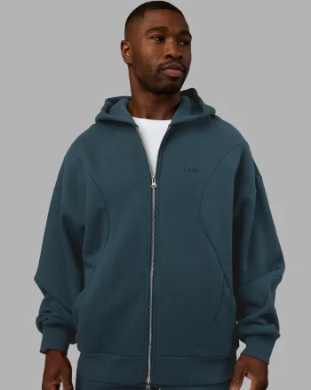 Fashion LSKD Stream Oversized Panel Zip Hoodie Deep Sea