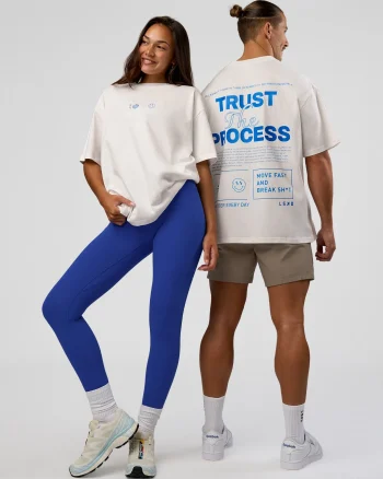 Best LSKD Trust The Process Heavyweight Unisex Oversized Tee Off White Electric Indigo