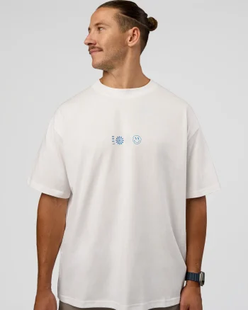Best LSKD Trust The Process Heavyweight Unisex Oversized Tee Off White Electric Indigo