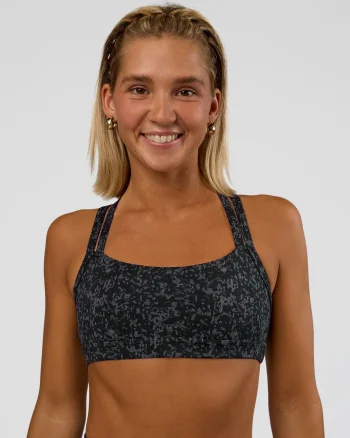 Clearance LSKD Velocity Sports Bra Energy Print Black