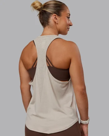 New LSKD Womens AeroFLX+ Drop Armhole Seamless Tank Shale Beige/Shale Beige